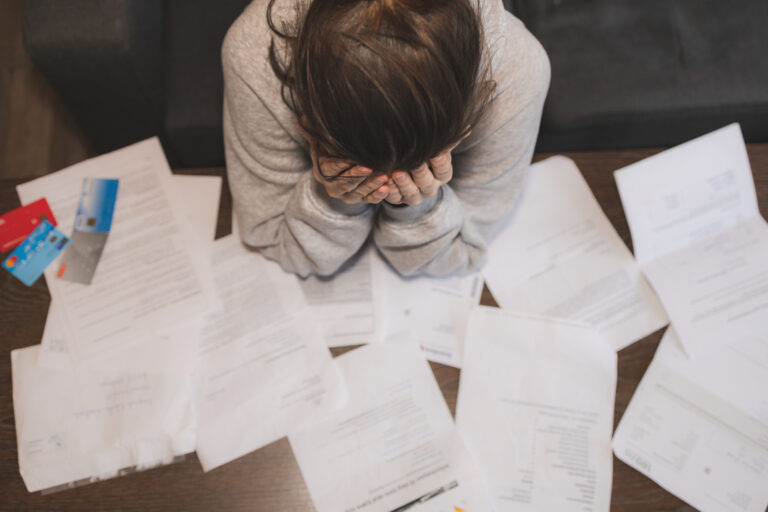 Woman Overwhelmed by Taxes